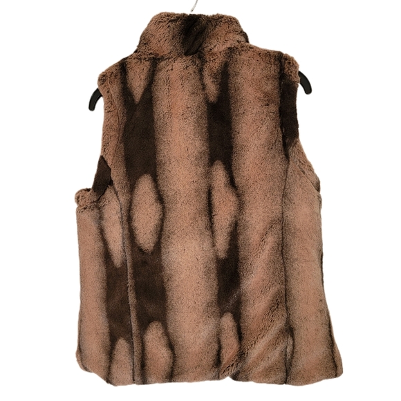 Valerie Stevens Brown ReversibleQuilted Faux Fur Winter Puffer Vest Size Medium - Picture 6 of 8